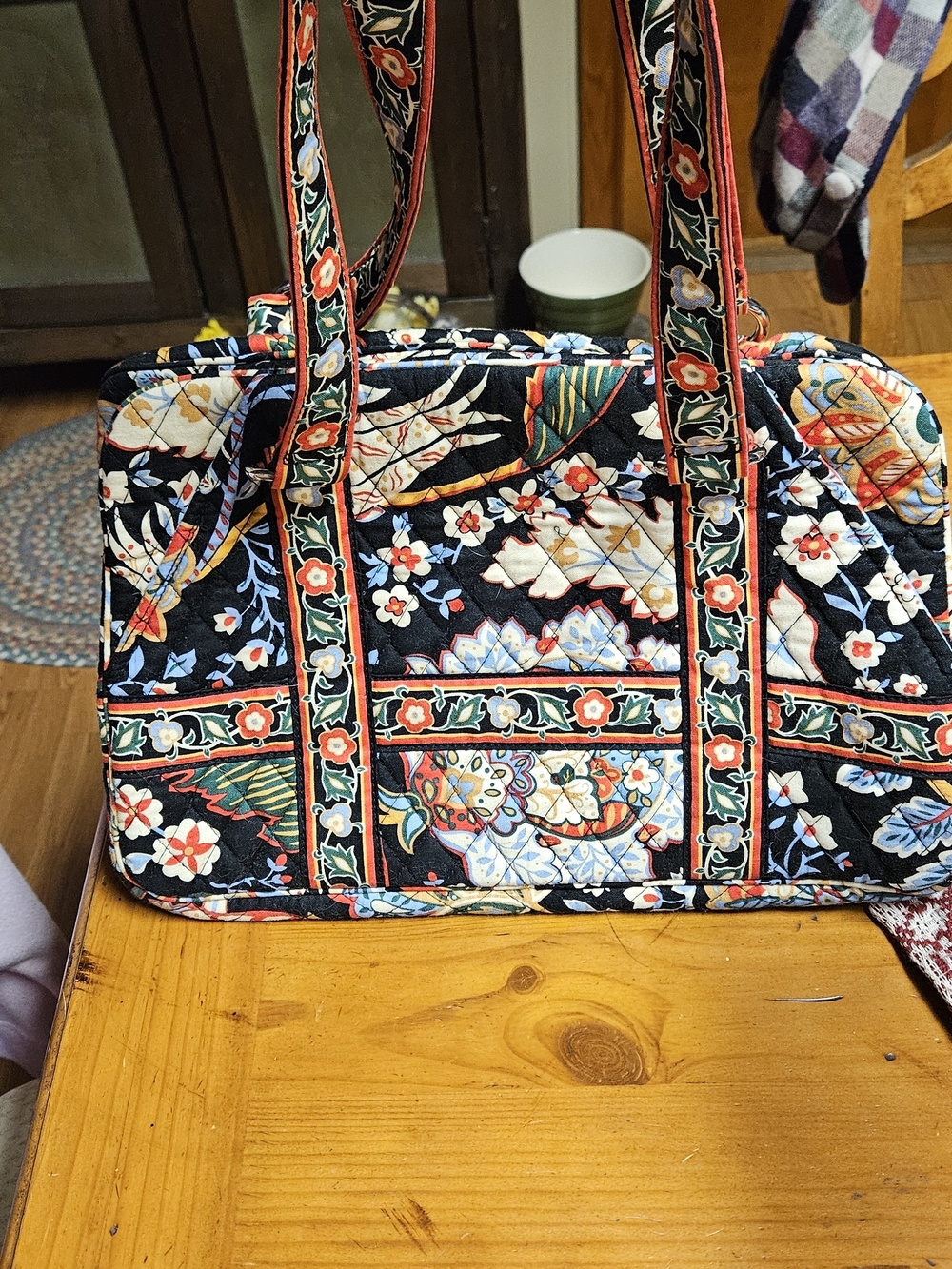 Vera Bradley Black Floral Quilted Tote